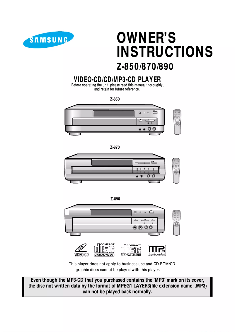 Page 1 de la notice Manuel utilisateur Samsung Z-870