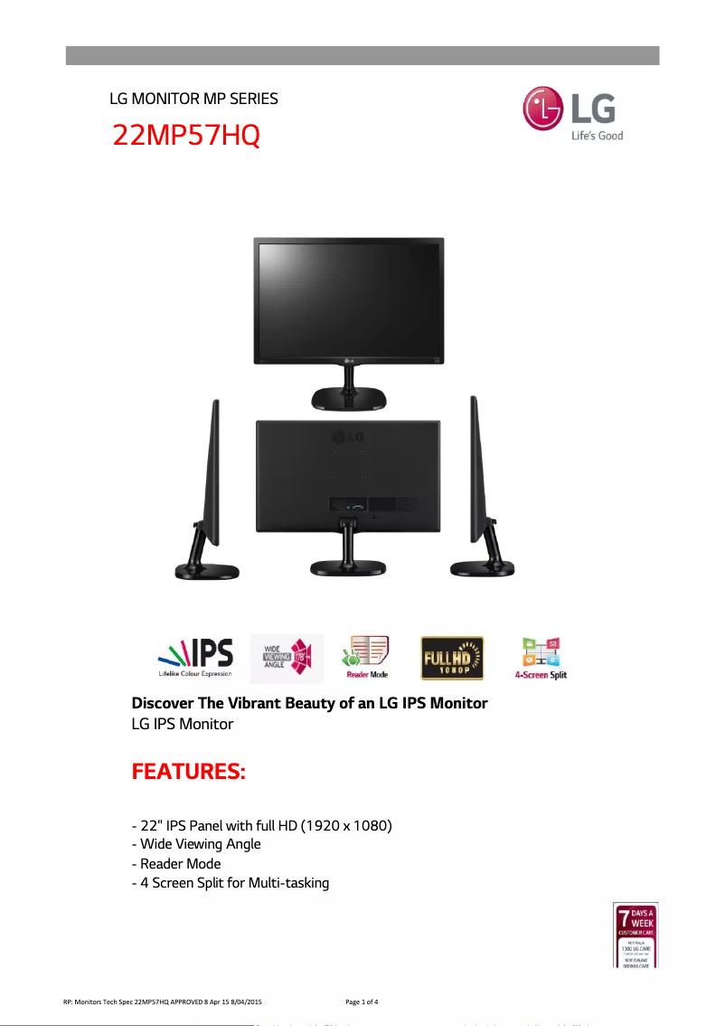 Image de la première page du manuel de l'appareil 22MP57HQ