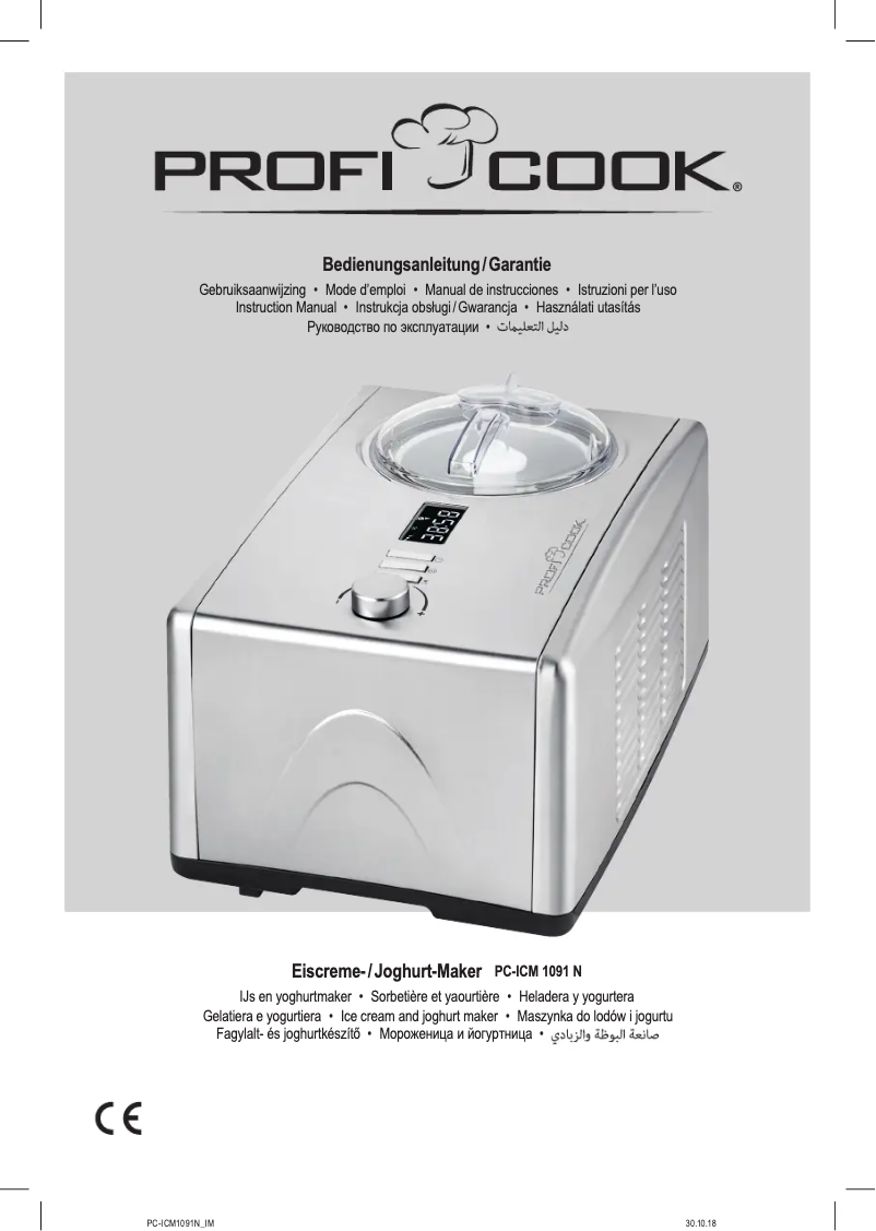 Page 1 de la notice Manuel utilisateur ProfiCook PC-ICM 1091 N