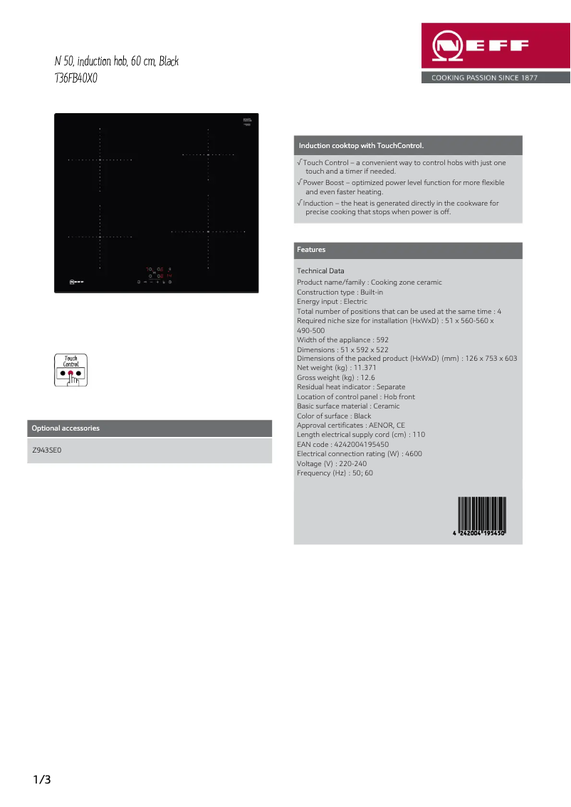 Image de la première page du manuel de l'appareil T36FB40X0