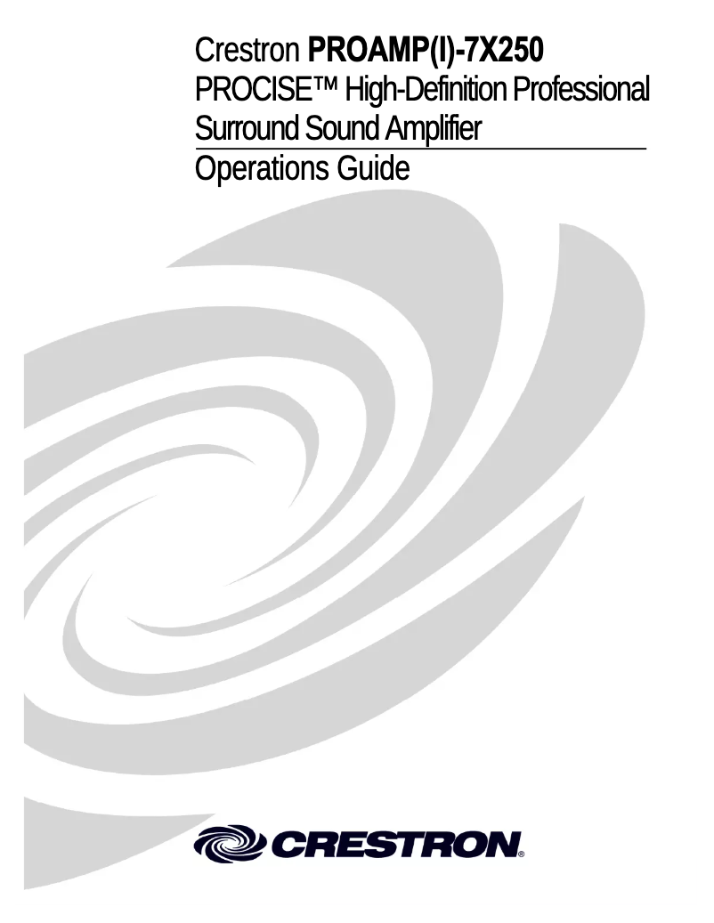Page n°1 - Manuel utilisateur Crestron PROAMPI-7X250