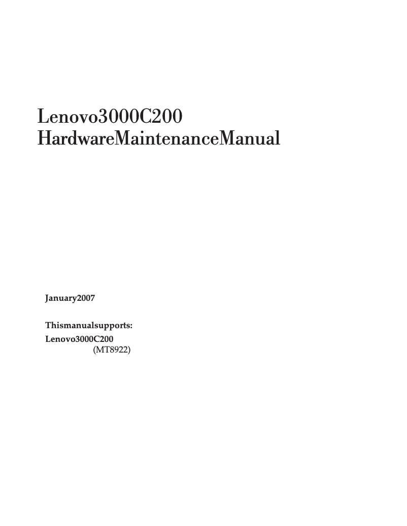 Page 1 de la notice Manuel utilisateur Lenovo 3000 C200