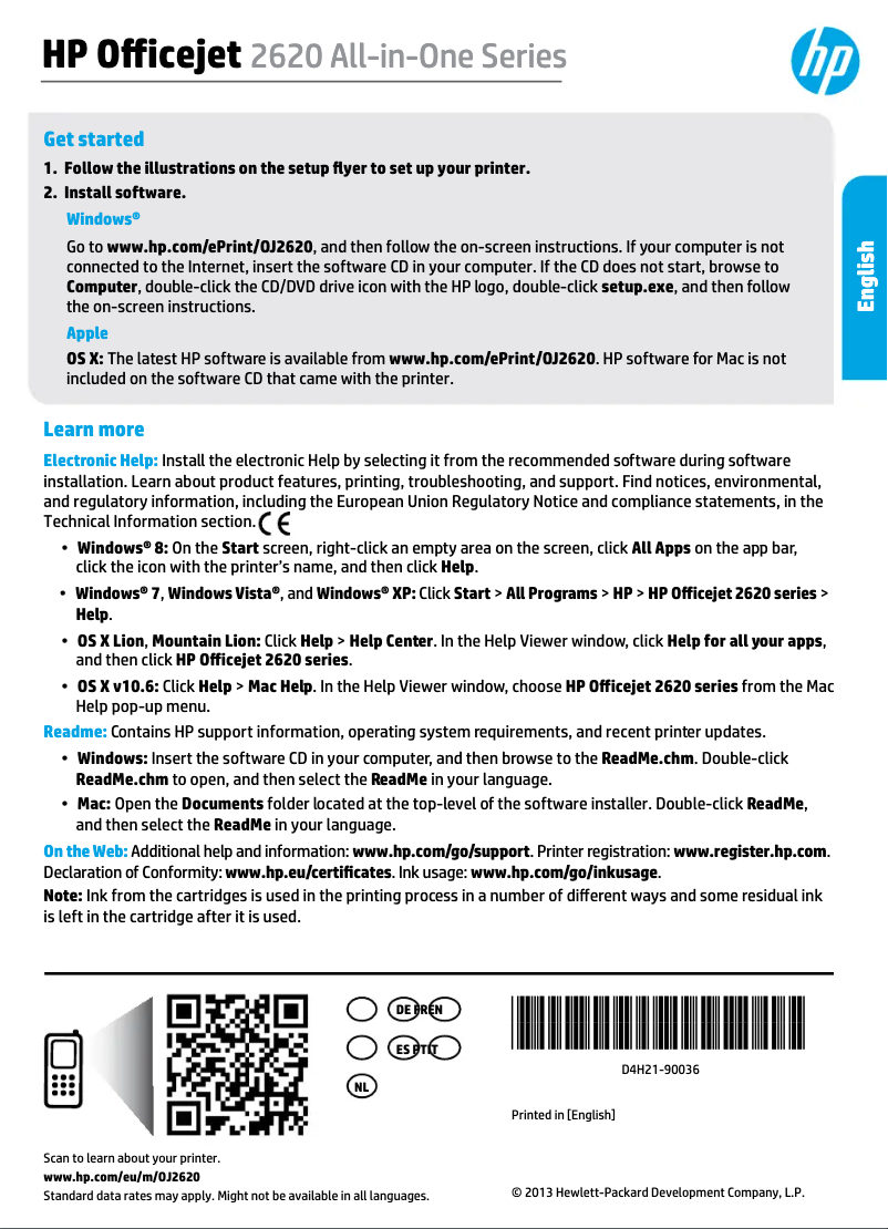 Image de la première page du manuel de l'appareil Officejet 2622 All-in-One