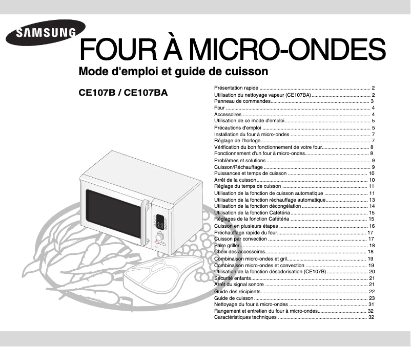 Page n°1 - Manuel utilisateur Samsung CE107