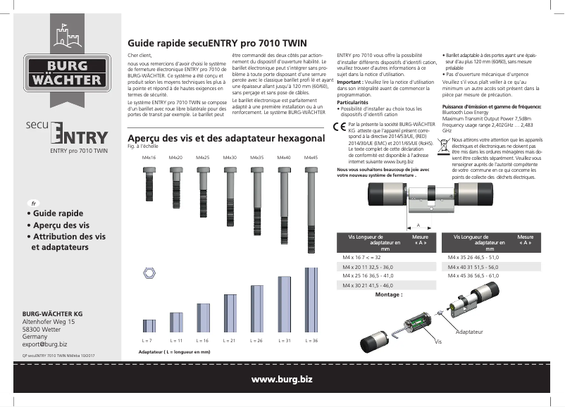 Image de la première page du manuel de l'appareil ENTRYpro 7010 TWIN