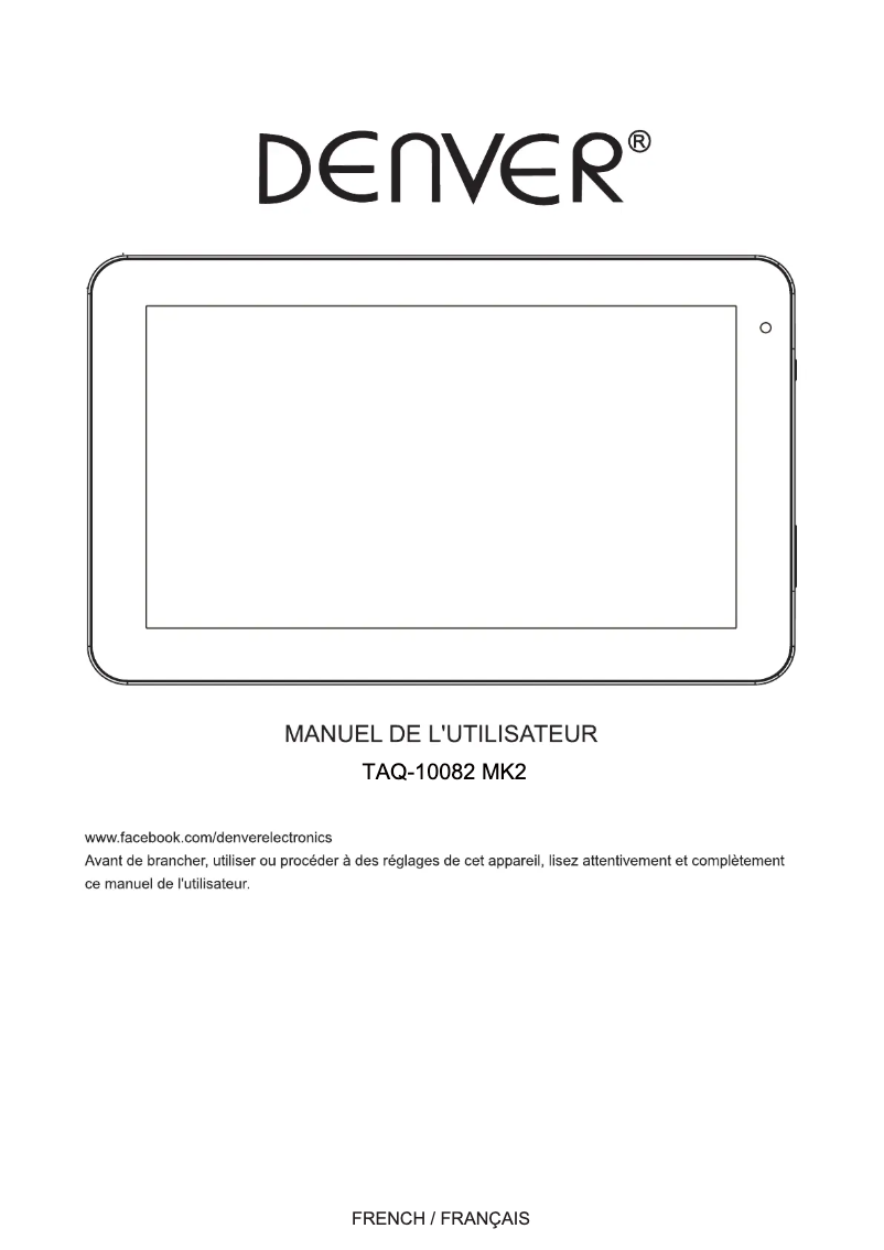 Page 1 de la notice Manuel utilisateur Denver TAQ-10082MK2