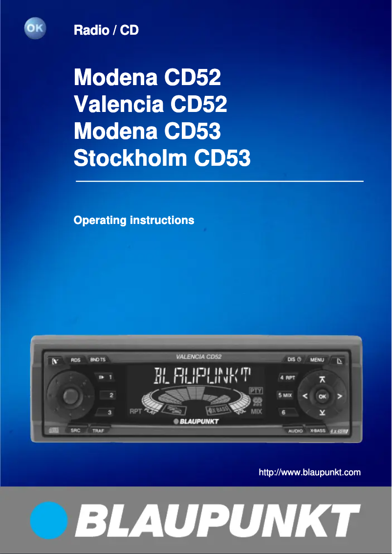 Page 1 de la notice Manuel utilisateur Blaupunkt Modena CD52