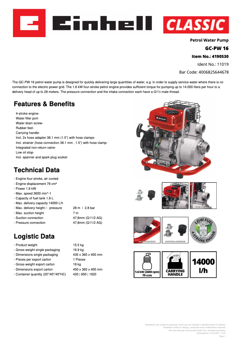 Image de la première page du manuel de l'appareil GC-PW 16