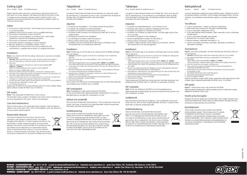 Page n°1 - Manuel utilisateur Cotech FCL72600v0-ds