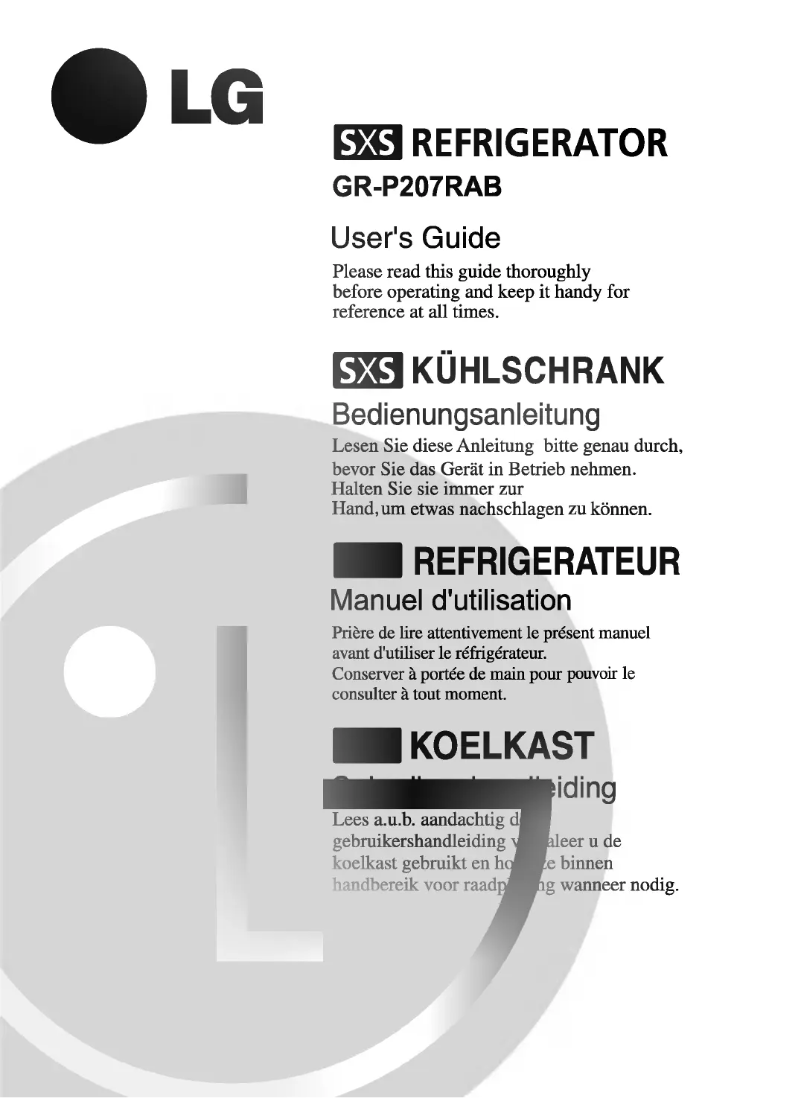 Page 1 de la notice Manuel utilisateur LG GR-P207DBRA