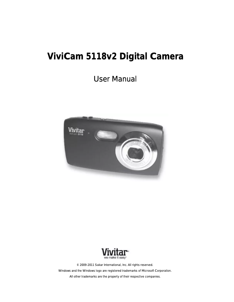 Page n°1 - Manuel utilisateur Vivitar ViviCam 5118v2