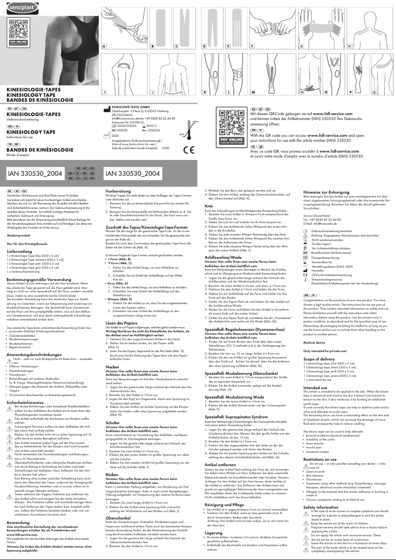 Page 1 de la notice Manuel utilisateur Sensiplast IAN 330530