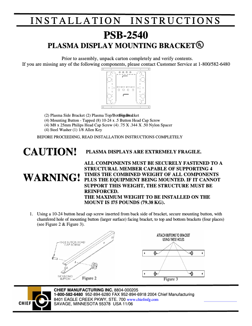 Page 1 de la notice Manuel utilisateur Chief TPM2540