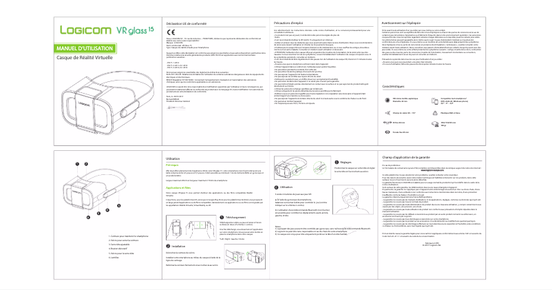 Page 1 de la notice Manuel utilisateur Logicom VR Glass 15