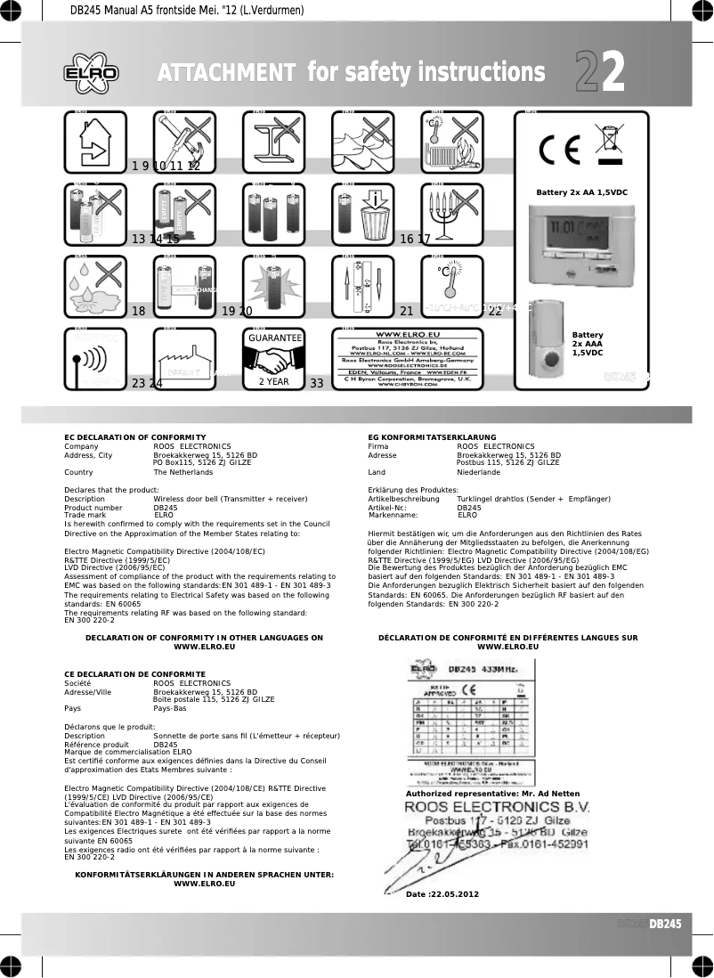 Page n°1 - Manuel utilisateur Elro DB245
