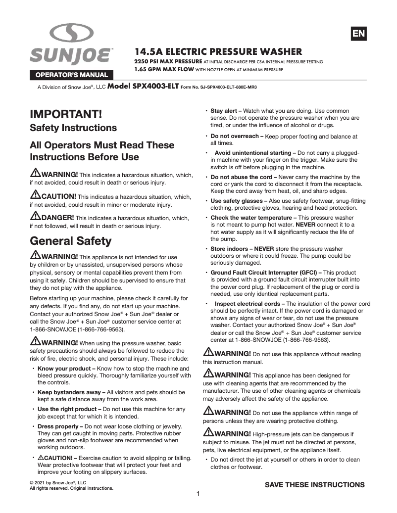 Image de la première page du manuel de l'appareil SPX4003-ELT