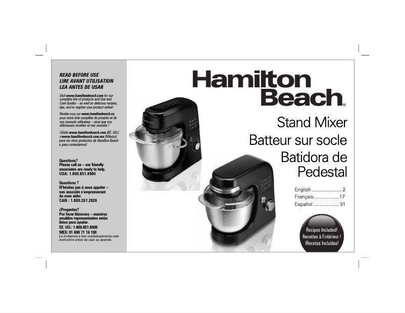 Page n°1 - Manuel utilisateur Hamilton Beach 63390