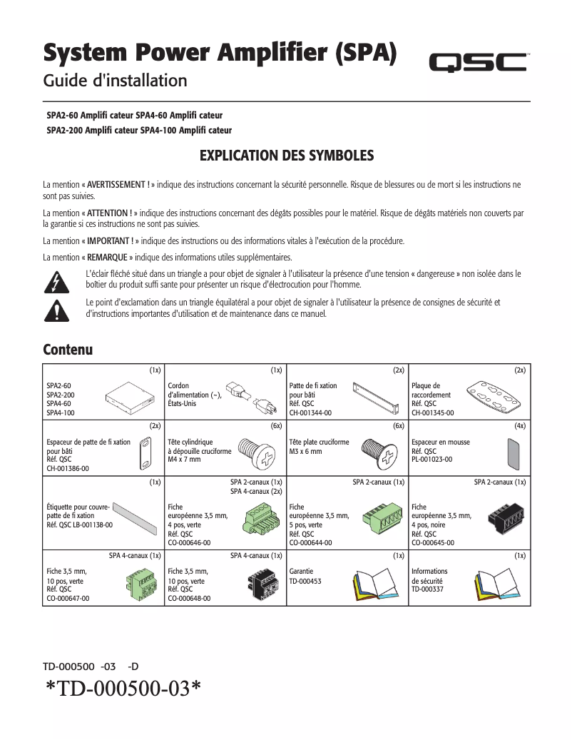 Image de la première page du manuel de l'appareil SPA2-200