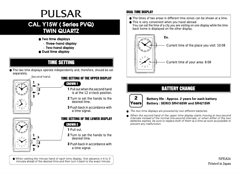 Page 1 of the manual User Manual Pulsar Y15W