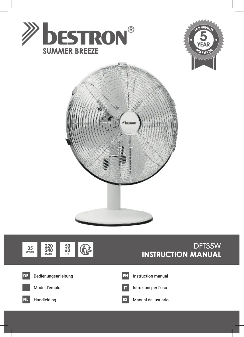 Page 1 of the manual User Manual Bestron DFT35W