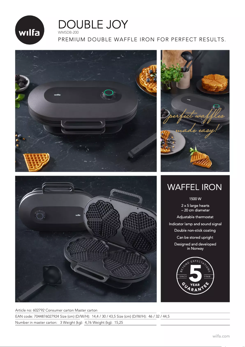 Page 1 de la notice Fiche technique Wilfa Joy Double WM5DB-200