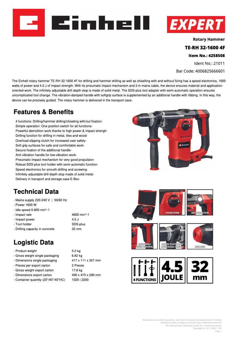 Image de la première page du manuel de l'appareil TE-RH 32-1600 4F