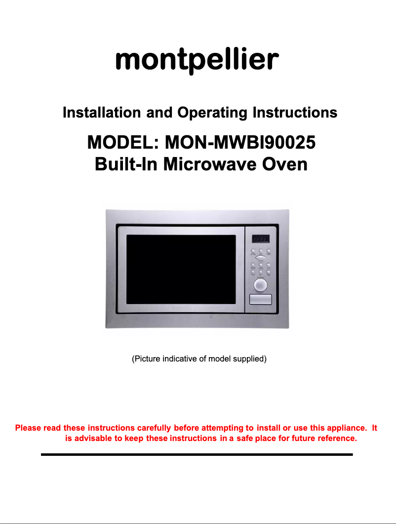 Page 1 de la notice Manuel utilisateur Montpellier MWBI90025