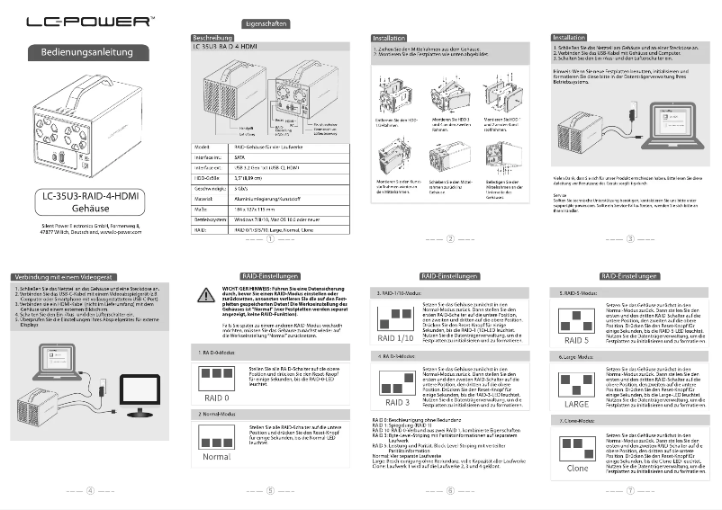 Page n°1 - Manuel utilisateur LC-Power LC-35U3-RAID-4-HDMI
