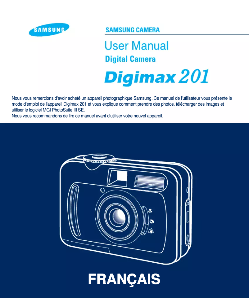Page 1 de la notice Manuel utilisateur Samsung Digimax 201