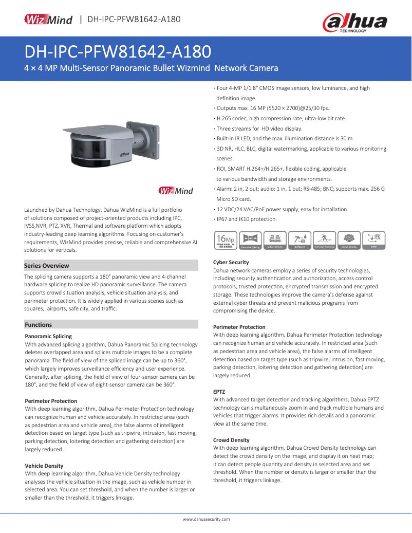 Page n°1 - Fiche technique Dahua Technology IPC-PFW81642-A180