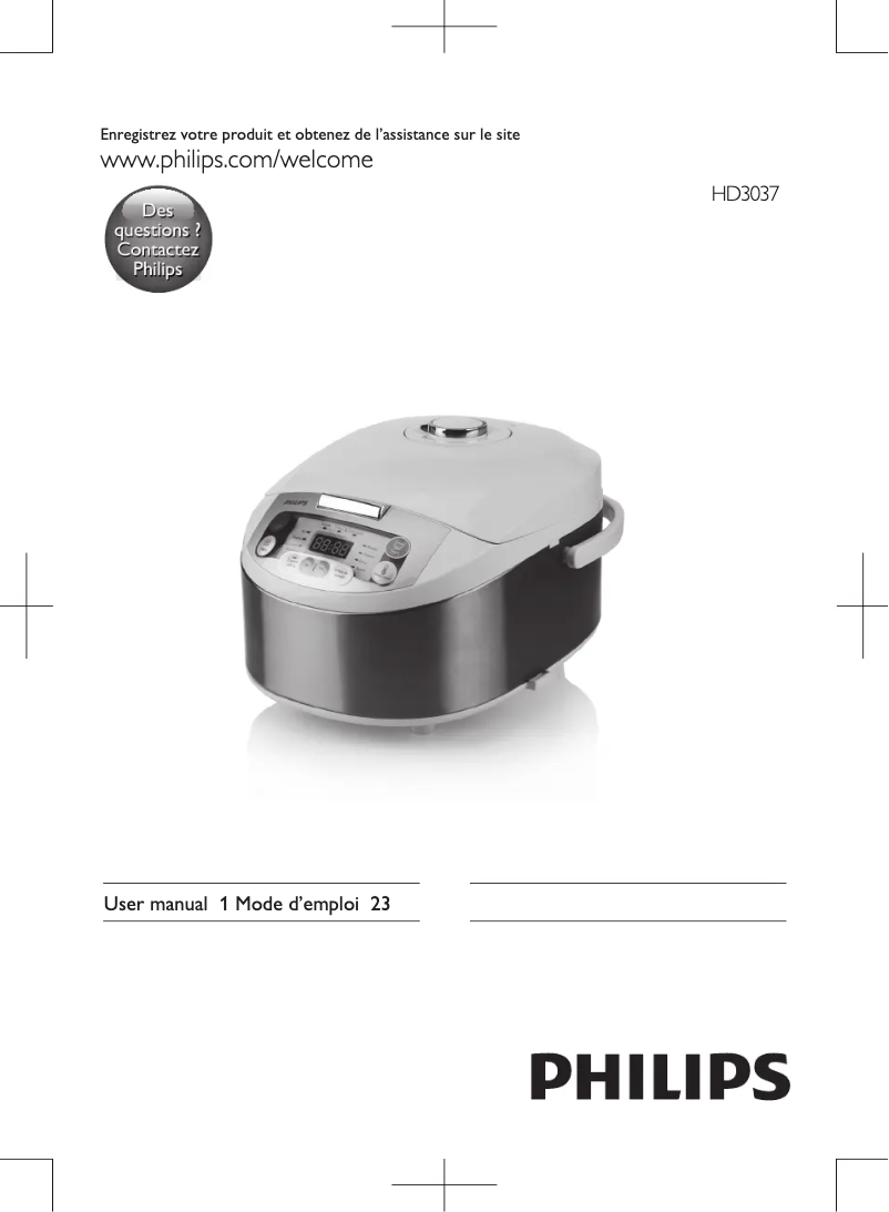 Page 1 de la notice Manuel utilisateur Philips Viva Collection HD3037