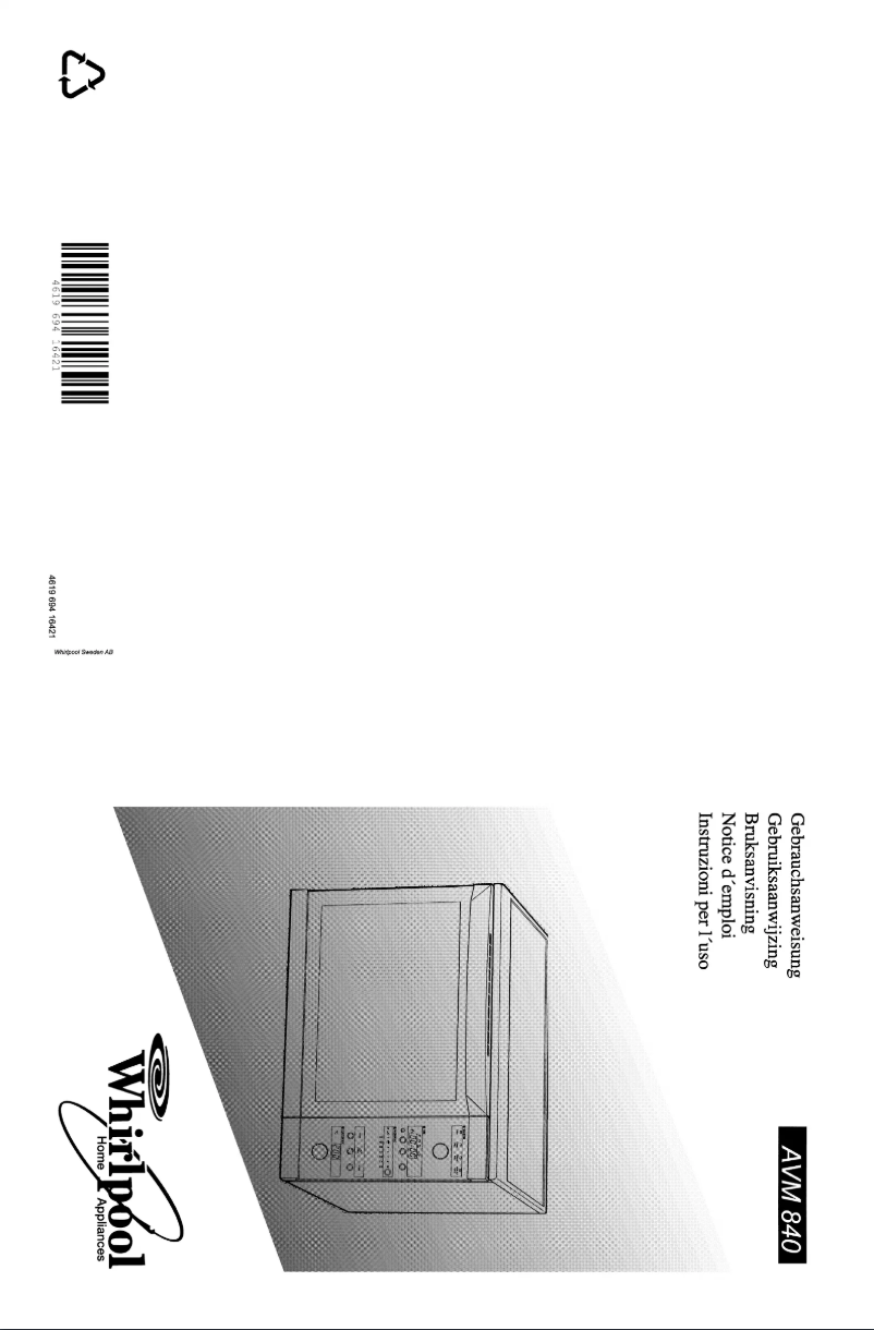 Page n°1 - Manuel utilisateur Whirlpool AVM 840