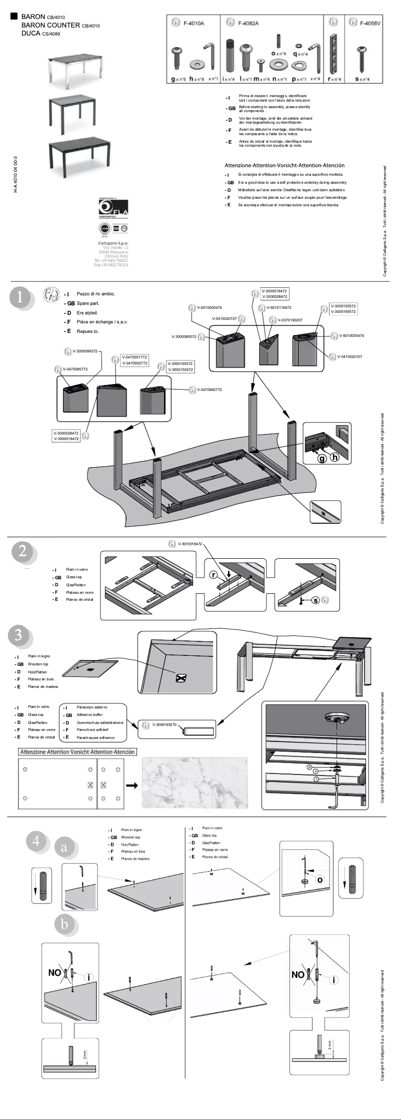 Page 1 de la notice Manuel utilisateur Calligaris .com Baron Center