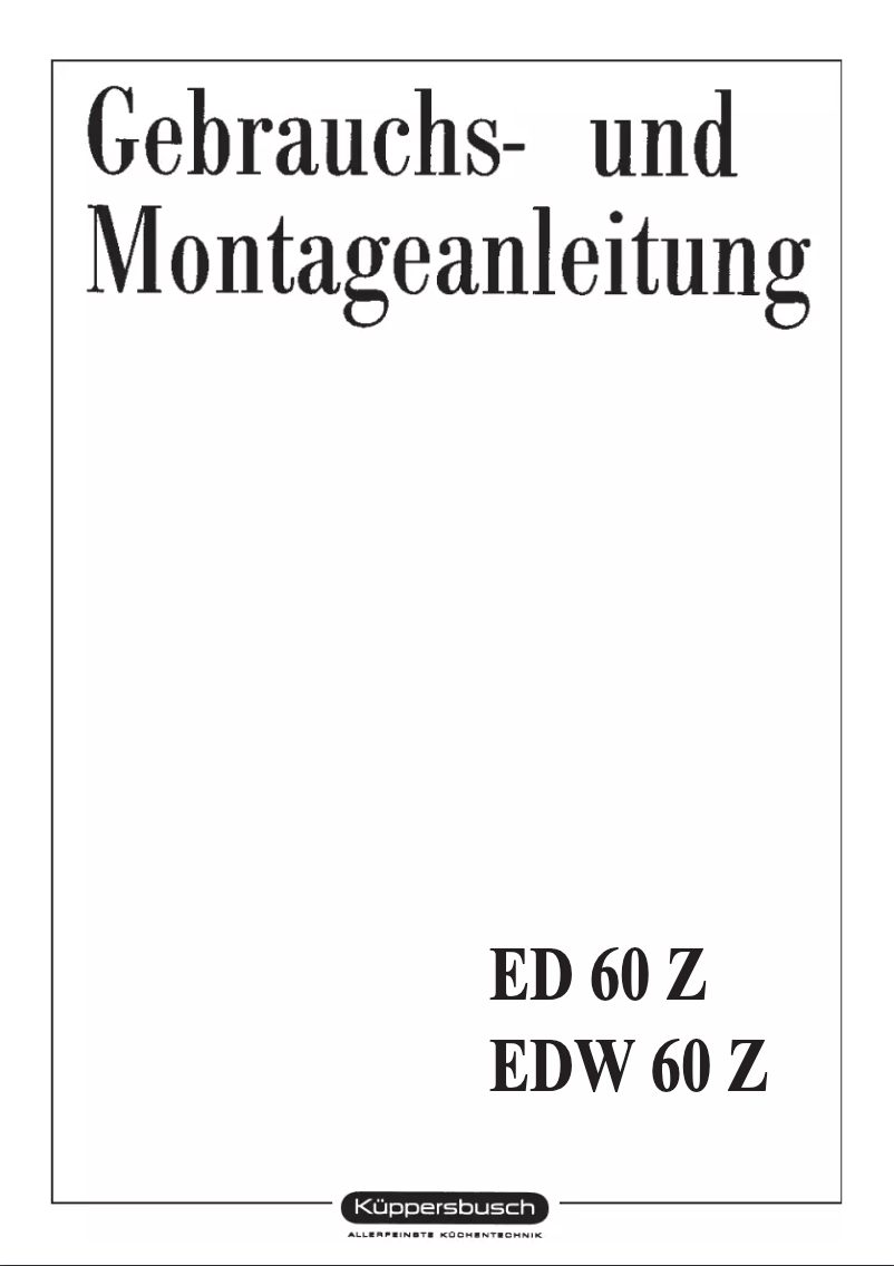 Page 1 de la notice Manuel utilisateur Küppersbusch EDW 60Z