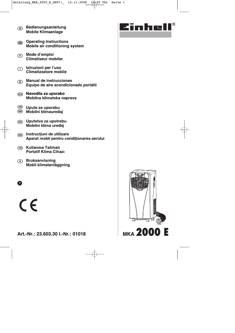 Página 1 del manual Manual de instrucciones Einhell MKA 2000 E