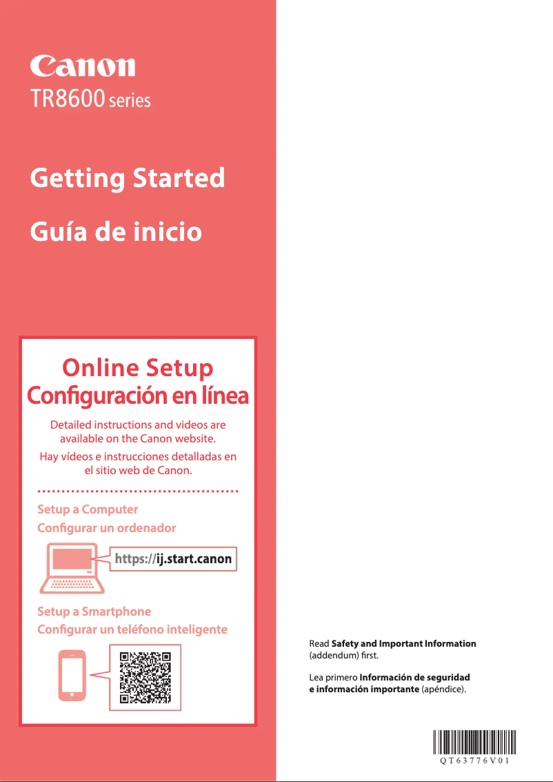 Page 1 de la notice Manuel utilisateur Canon Pixma TR8620a