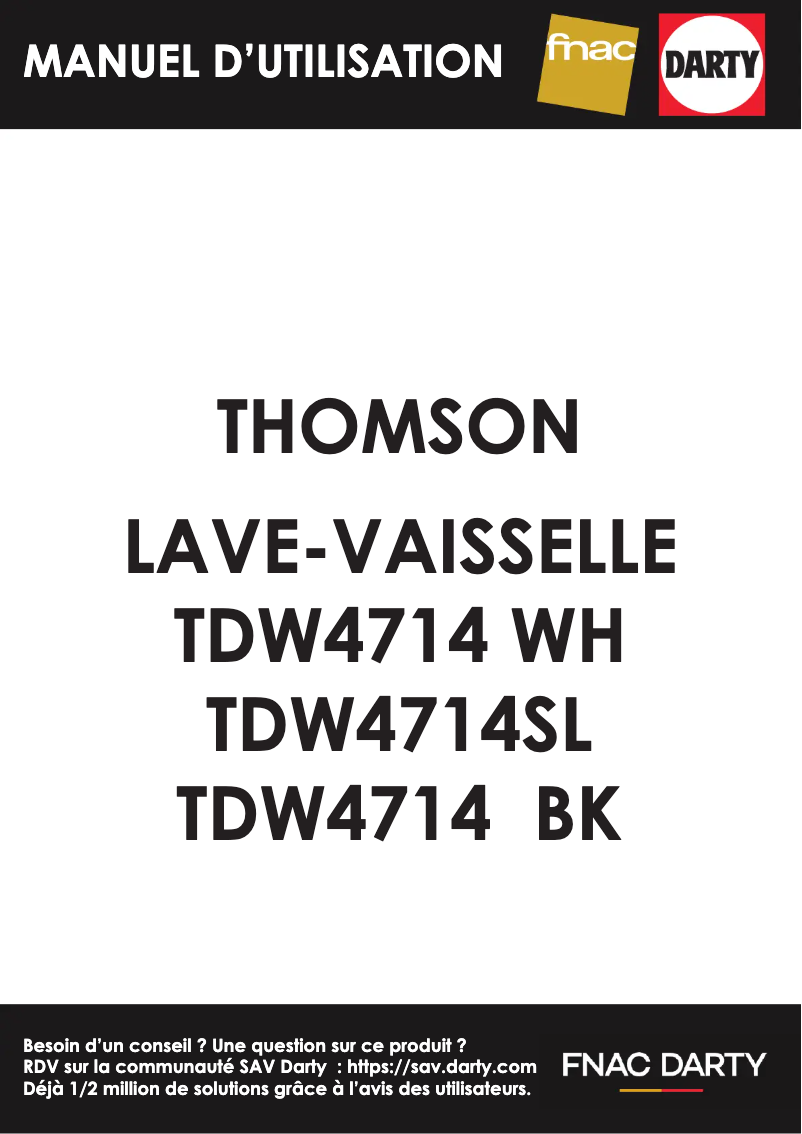 Page n°1 - Manuel utilisateur Thomson TDW4714WH