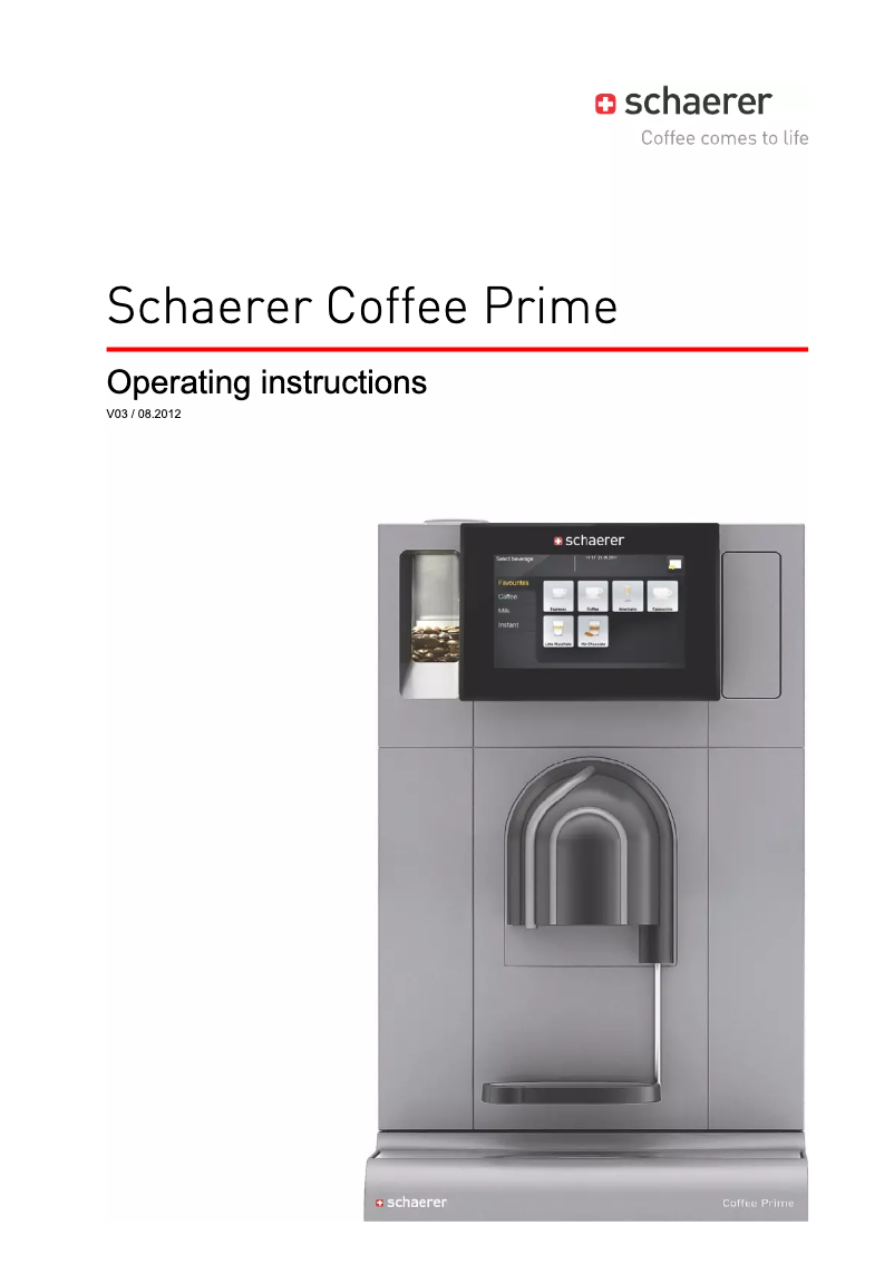 Página 1 del manual Manual de usuario Schaerer Coffee Prime