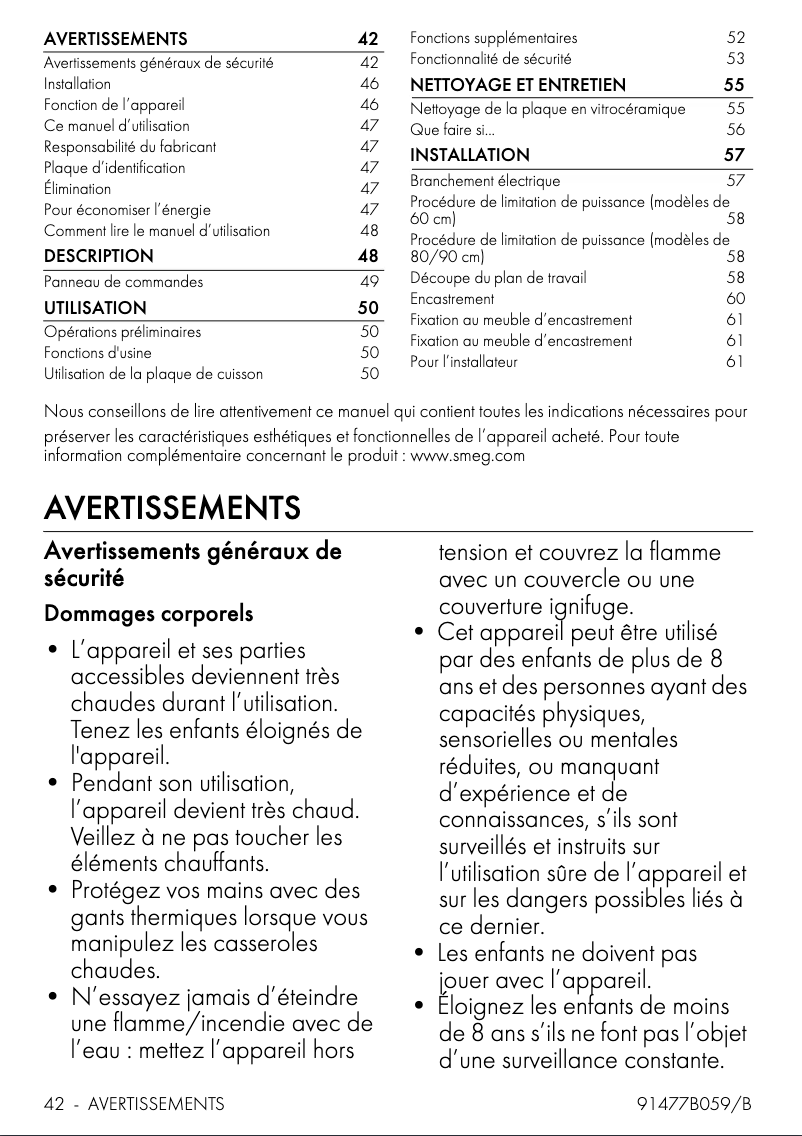 Page n°1 - Manuel utilisateur Smeg SE464TD