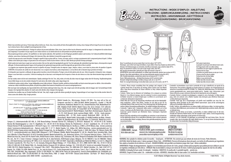 Imagen de la primera página del manual del dispositivo Barbie Color Me Cute Puppy Play Set