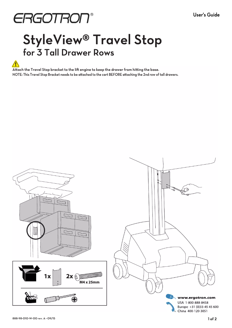 Page 1 de la notice Manuel utilisateur Ergotron 97-963