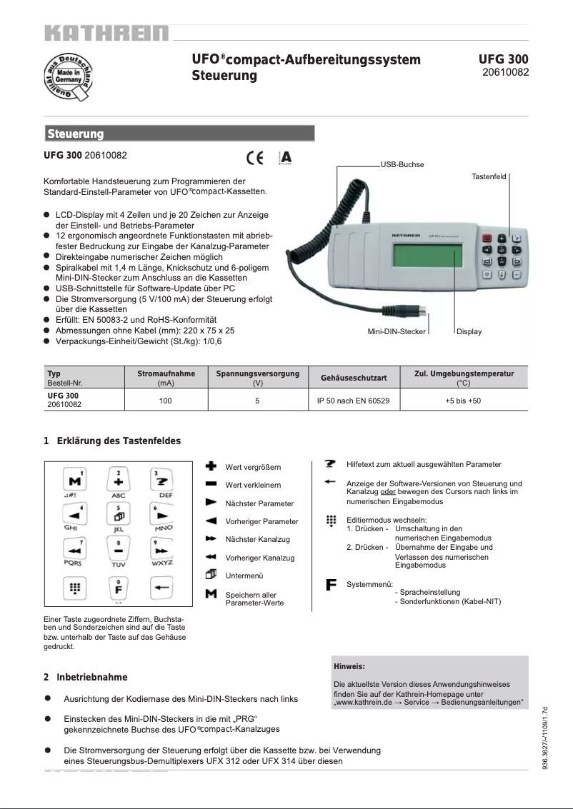 Page 1 de la notice Manuel utilisateur Kathrein UFG 300