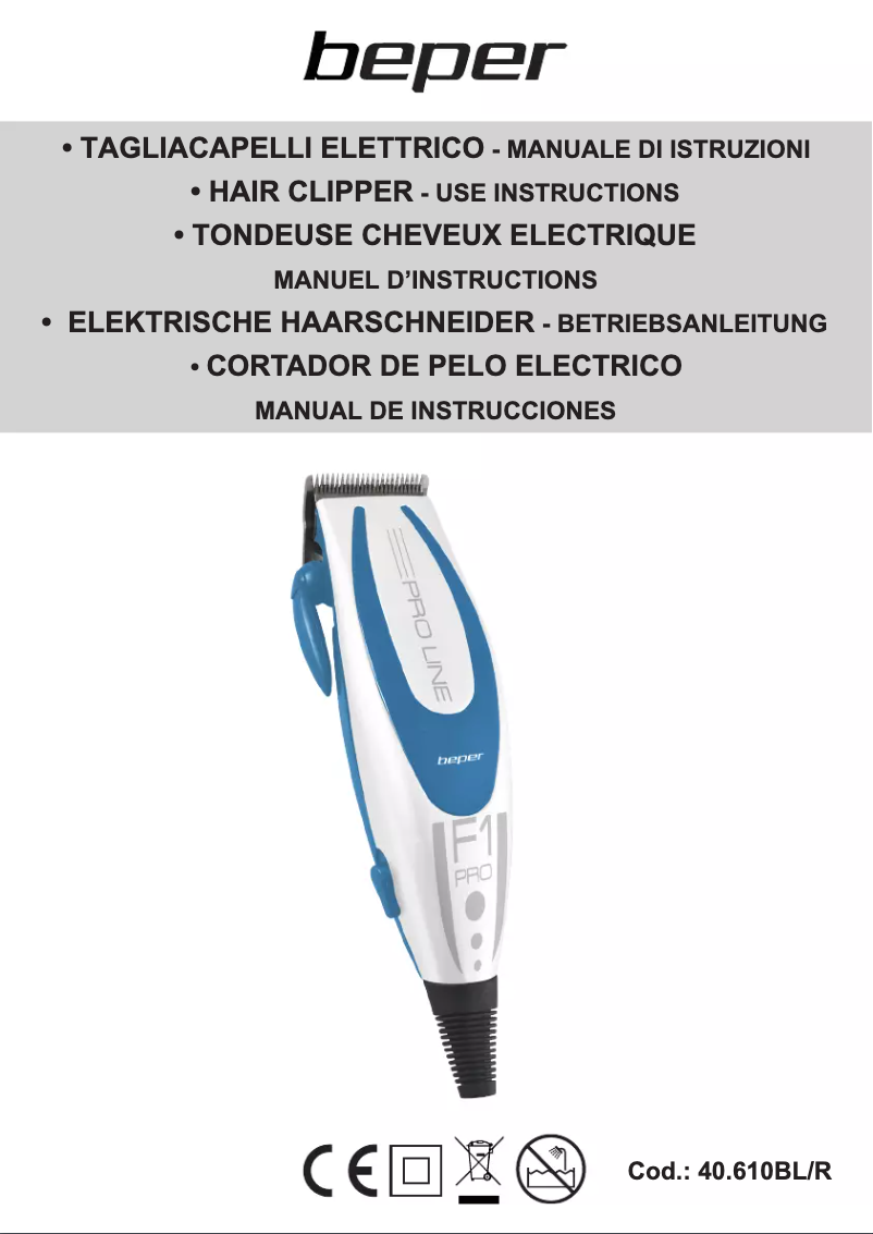 Page 1 de la notice Manuel utilisateur Beper 40.610R/BL
