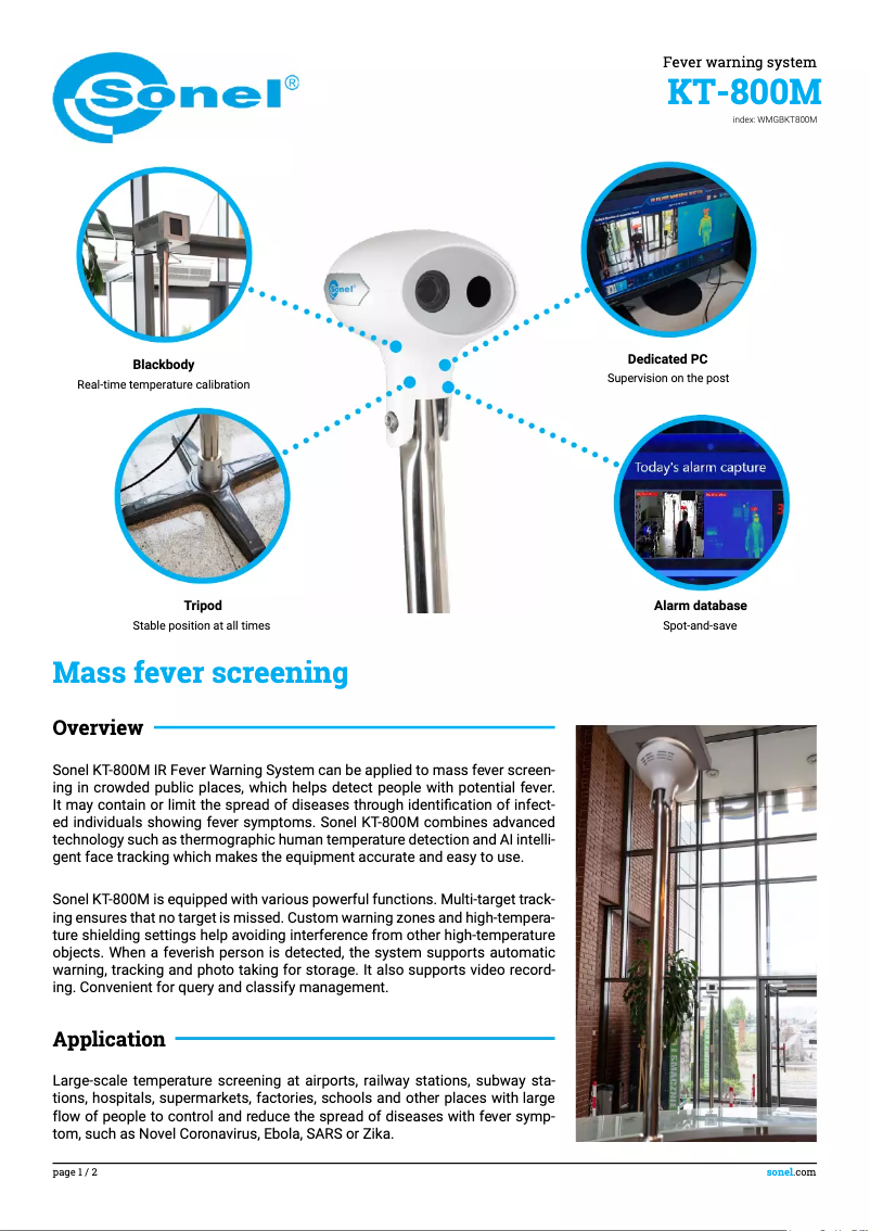 Page 1 de la notice Fiche technique Sonel KT-800M
