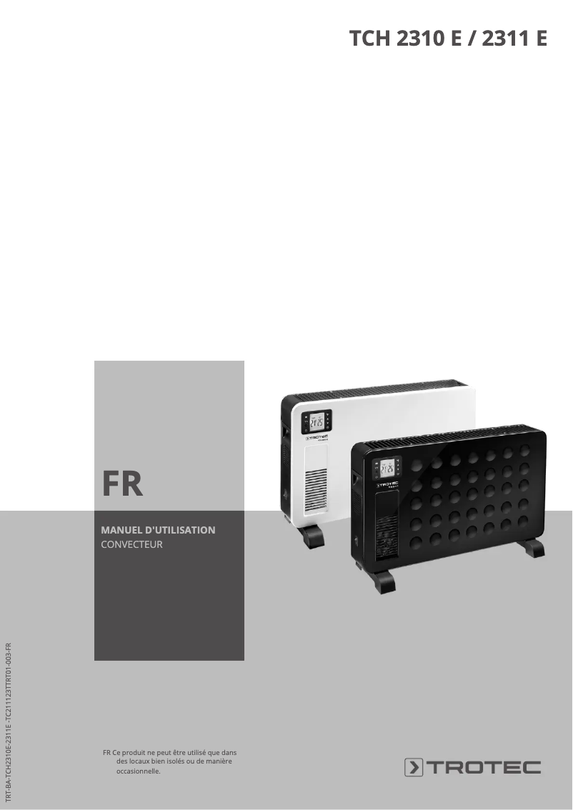Page n°1 - Manuel utilisateur Trotec TCH 2311 E