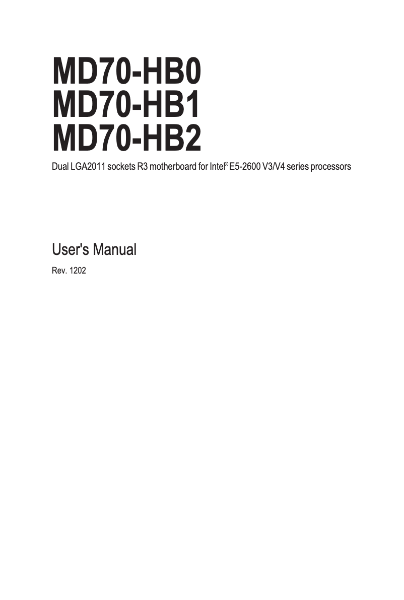 Image de la première page du manuel de l'appareil MD70-HB0