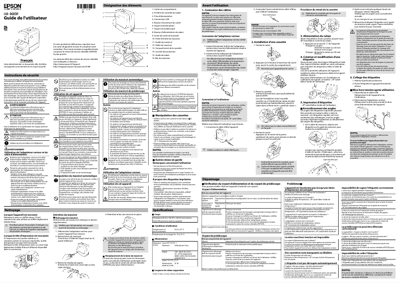 Image de la première page du manuel de l'appareil LabelWorks LW-900P
