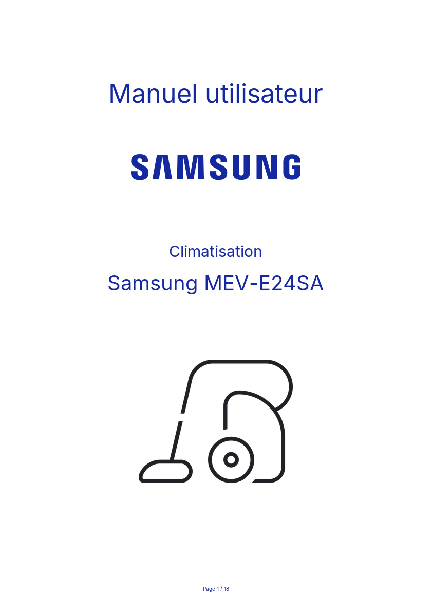 Page n°1 - Manuel utilisateur Samsung MEV-E24SA