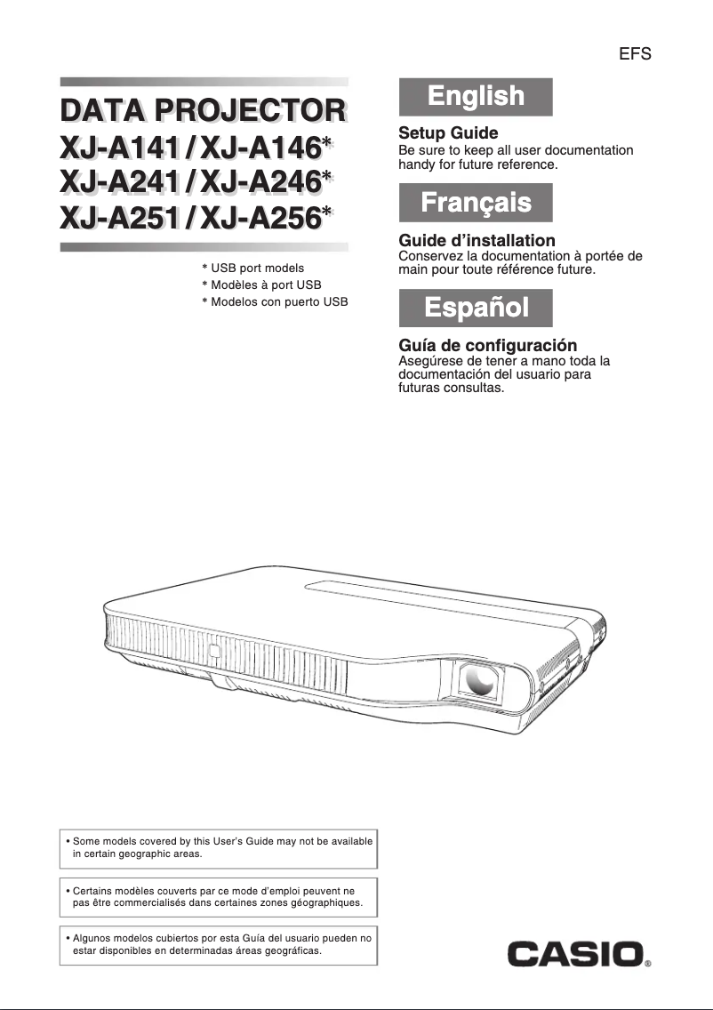 Page 1 de la notice Guide d'installation Casio XJ-A241
