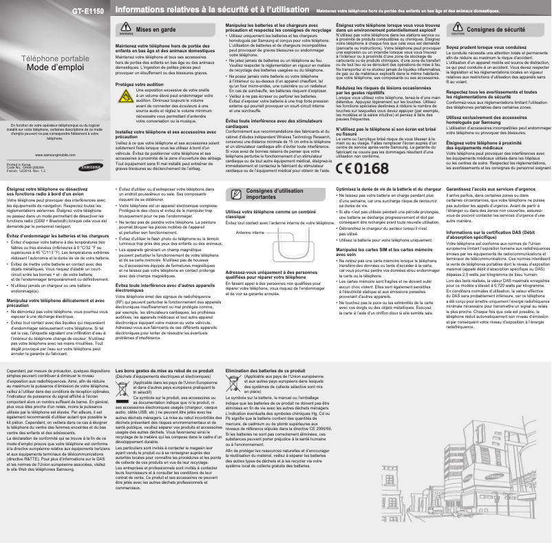 Page 1 de la notice Manuel utilisateur Samsung UE46D8000